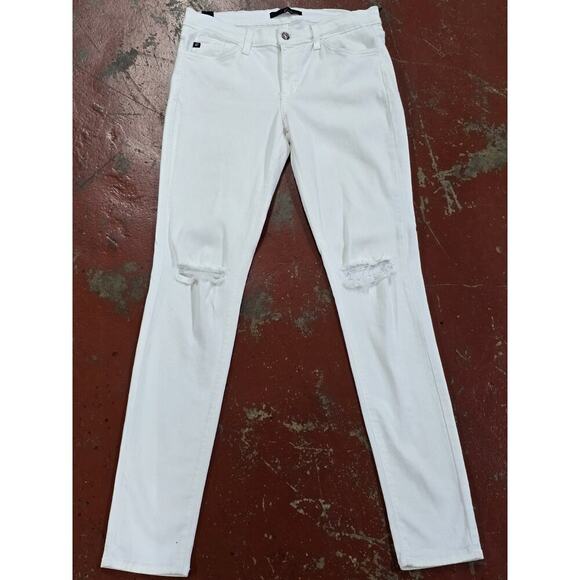 Kancan White Distressed Skinny Jeans 9 11/29 Stretch Comfort Mid Rise Boho Tall - Picture 1 of 6